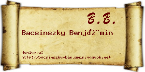 Bacsinszky Benjámin névjegykártya